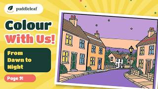 Village Street at Twilight Coloring for Kids | From Dawn to Night Page 9 | Puddleleaf screenshot 2