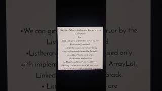 What is ListIterator Cursor in java Collection?#java #javainterviewquestions #technical #collection