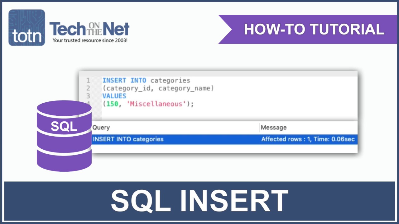 How To Use The Sql Insert Statement Youtube