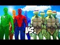 Teenage Mutant Ninja Turtles VS Spider-Man, Green Spiderman, Blue Spiderman, Orange Spiderman