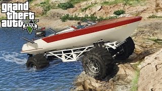 AMPHIBIOUS MONSTER BOAT MOBILE! 4x4 Off-Roading, Boating & Mudding! (GTA 5 PC Mods)