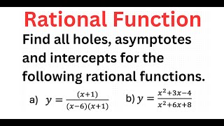 Finding HOLES, Asymptotes & INTERCEPTS For Rational Functions