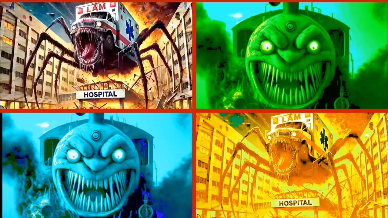 Ambulance monster 🆚 thomas train 🎶 coffin dancee song