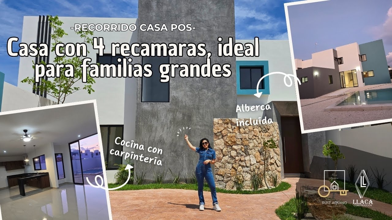 🏡Casa de 4 recamaras con alberca, Para Familias👨‍👩‍👧‍👦 grandes. ¡Incluye alberca! Dentro de Privada