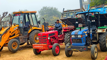 JCB 3dx Eco Excellence Tractor Stuck Loading Sand in Trolley Eicher 380 Mahindra 575 Di Sonalika 60