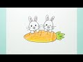 Drawing rabbit eating carrot