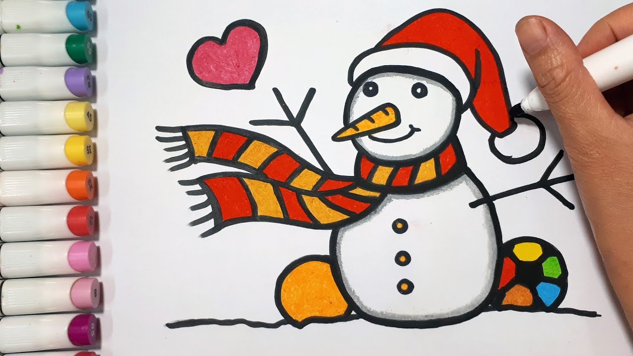 How To Draw A Snowman and Heart || Draw For Kids - YouTube