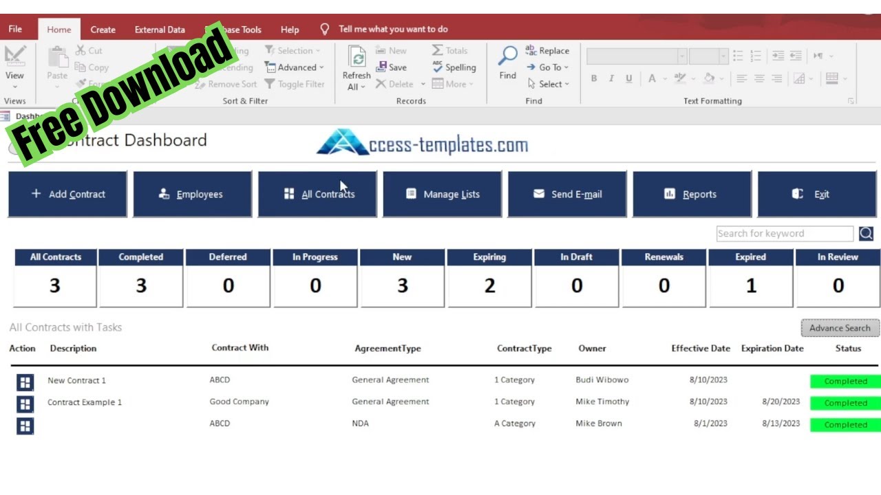 Create a Powerful Contract Management Database in Access — No Coding ...