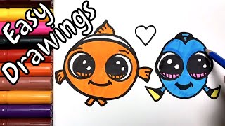 Easy Drawings | How to Draw a Cute Fish | Draw Step by Step | Kawaii Drawings