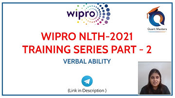WIPRO NLTH 2021 | Training Series Part-2 Verbal Ability #wipronlth2021 #nlth