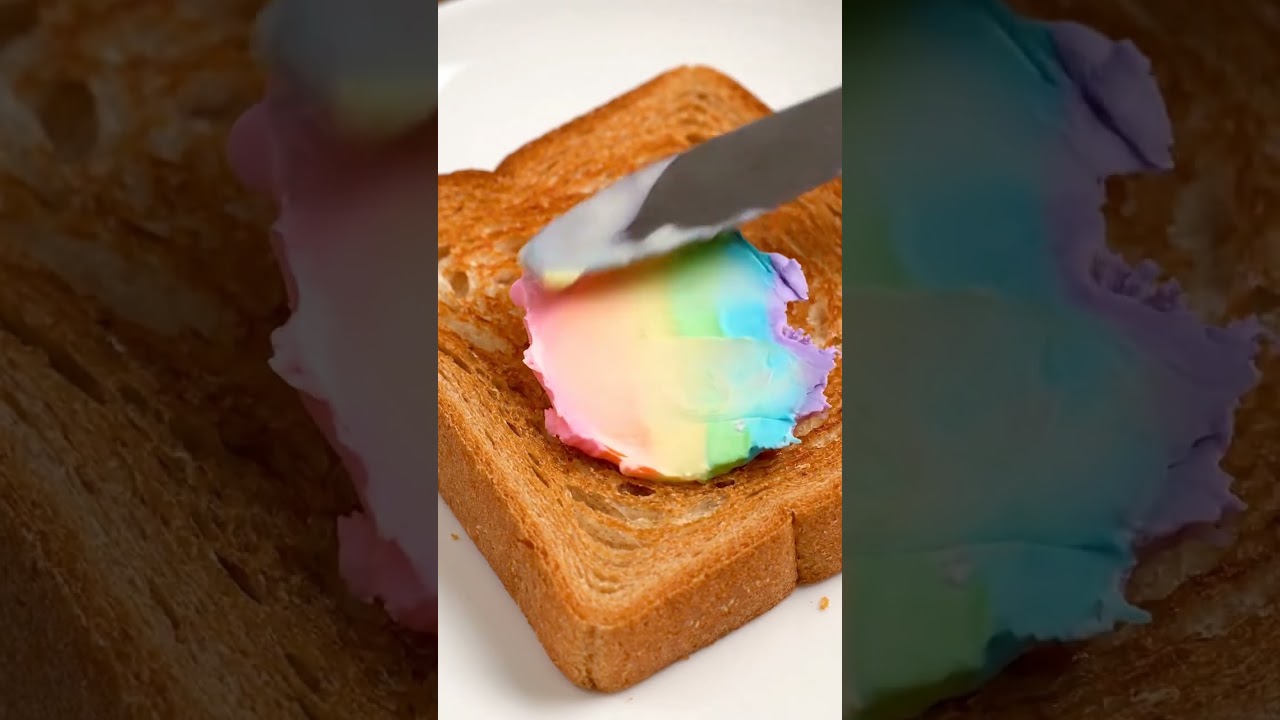 Rainbow Butter Spread on Bread | Satisfying ASMR Video Butter Spread ASMR – Rainbow Edition 🌈🍞
