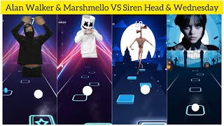 Alan Walker & Marshmello VS Siren Head & Wednesday | Tiles Hop: EDM Rush! screenshot 1