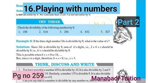 8th class maths |Chapter 16|💁‍♀️Playing with numbers |🙋‍♂️Try these| p g no 259| part 2|with notes|