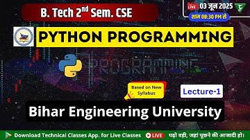 Python Programming (Basics of Python)L-1 || 2nd Semester CSE & Specialization || BEU Patna