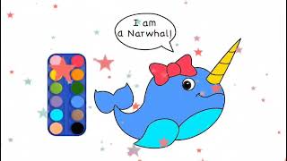 Narwhal Drawing & Coloring Tutorial 🐋🎨