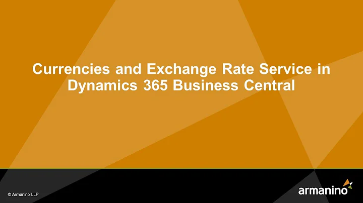 Currencies and Exchange Rate Service in Dynamics 365 Business Central