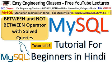 MySQL Tutorial #6 in Hindi: Between and NOT Between Operator with Solved Queries