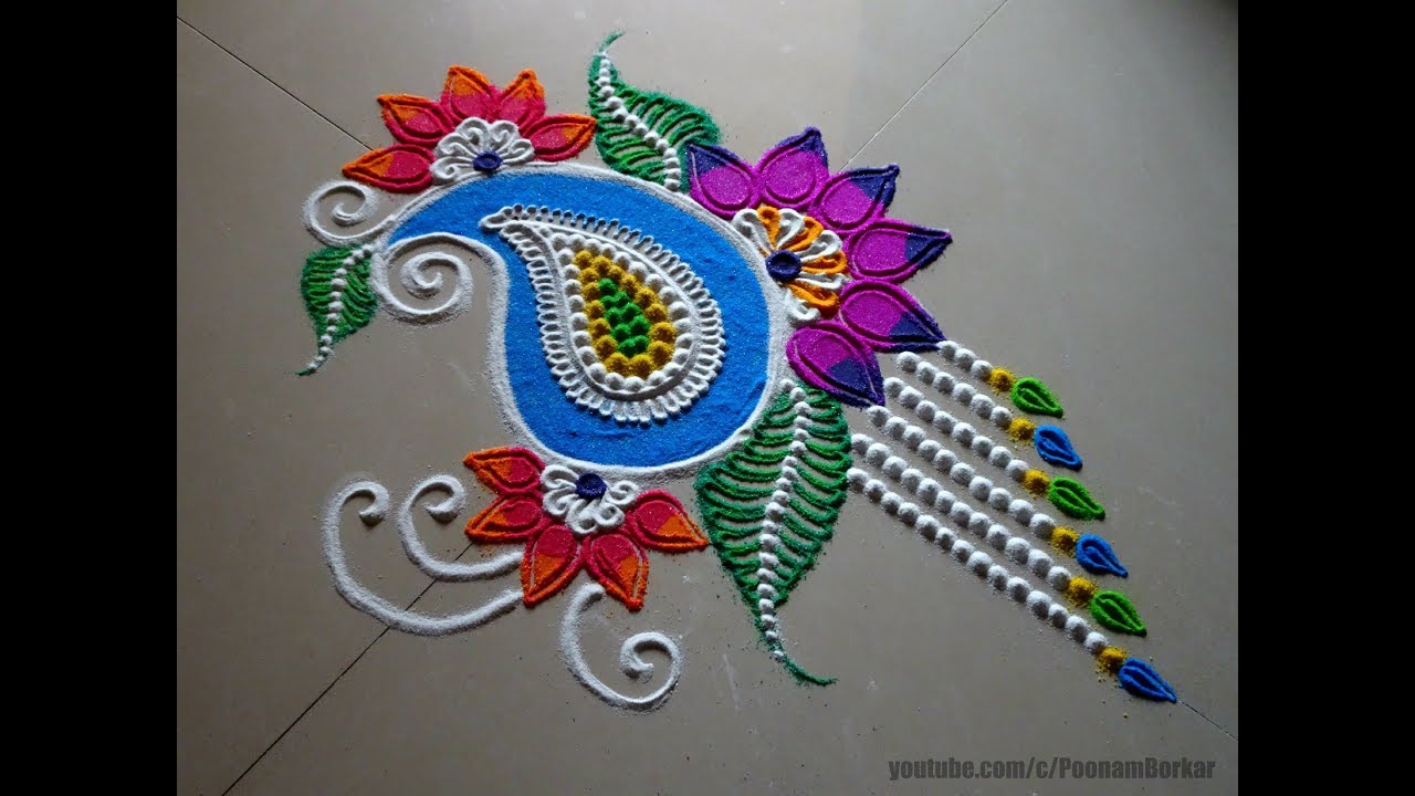 Beautiful free hand rangoli design | Rangoli by Poonam Borkar ...