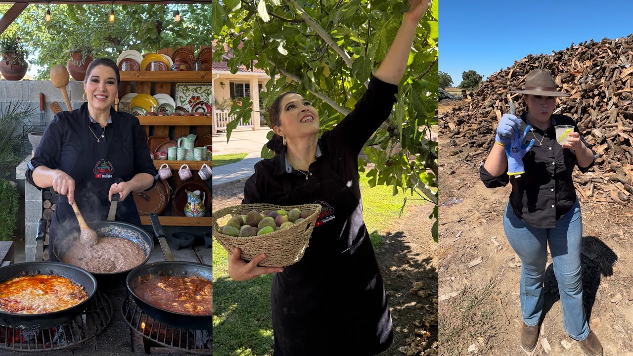 DÍA EN LA VIDA: ALMUERZO, COSECHANDO HIGOS, CORTANDO LEÑA, CARNE ASADA, Y GALLINAS FELICES!! 