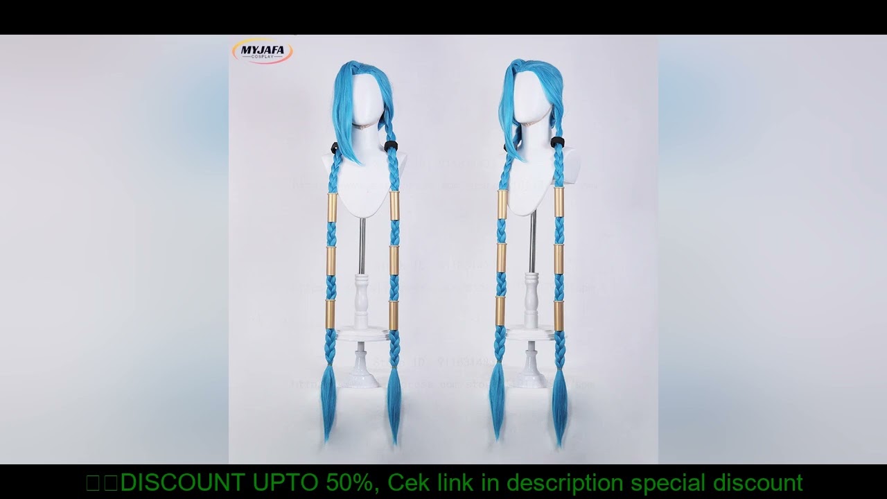 High Quality LOL Jinx Cosplay Wig Long Braided Blue The Loose Cannon Wig Braid Heat Resistant Synthe