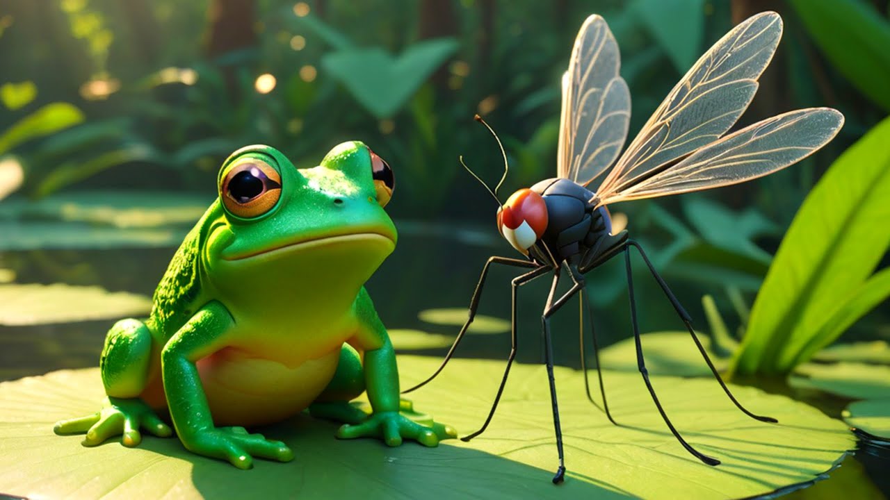 🐸 Oliver the Brave Frog vs. Marla the Giant Mosquito! | KidsAnimaFun | Fun Frog Story for Kids