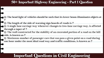 MCQ Questions Highway Engineering - Part 1 with Answers