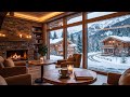 Calm Night Winter Coffeehouse ☕ Cozy Jazz Piano &amp; Gentle Fireplace Sounds for Study &amp; Work