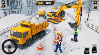 Snow Excavator Construction Game 2023 - Excavator Loading Dump Truck - Android Gameplay screenshot 4
