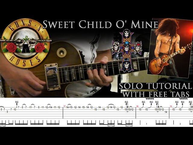 Guns N' Roses - Sweet Child O' Mine guitar solo lesson (with tablatures and backing tracks) class=