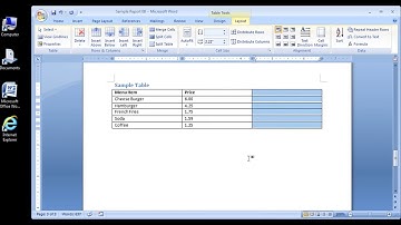 Microsoft Word 2007 Inserting rows and columns in a table