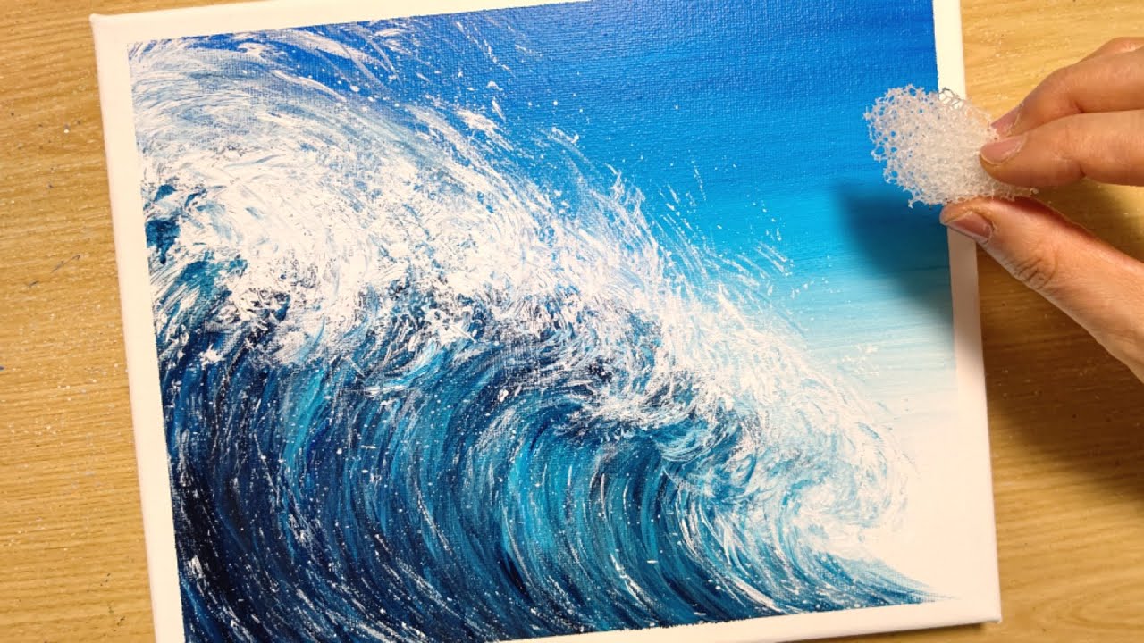 アクリル絵の具で 海の波 の簡単な描き方 初心者のための簡単なアクリル画 Step By Step Youtube