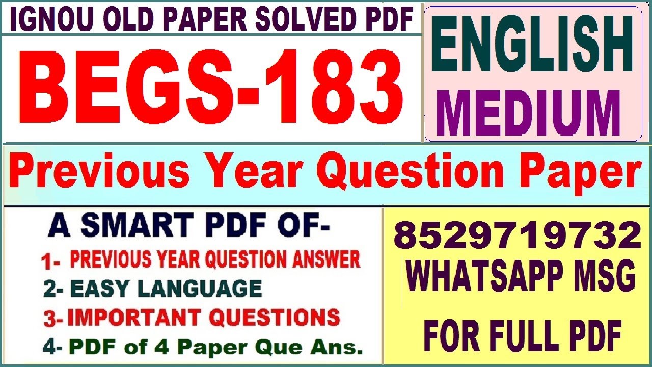 BEGS 183 Previous Year Question Paper Solved in English begs 183