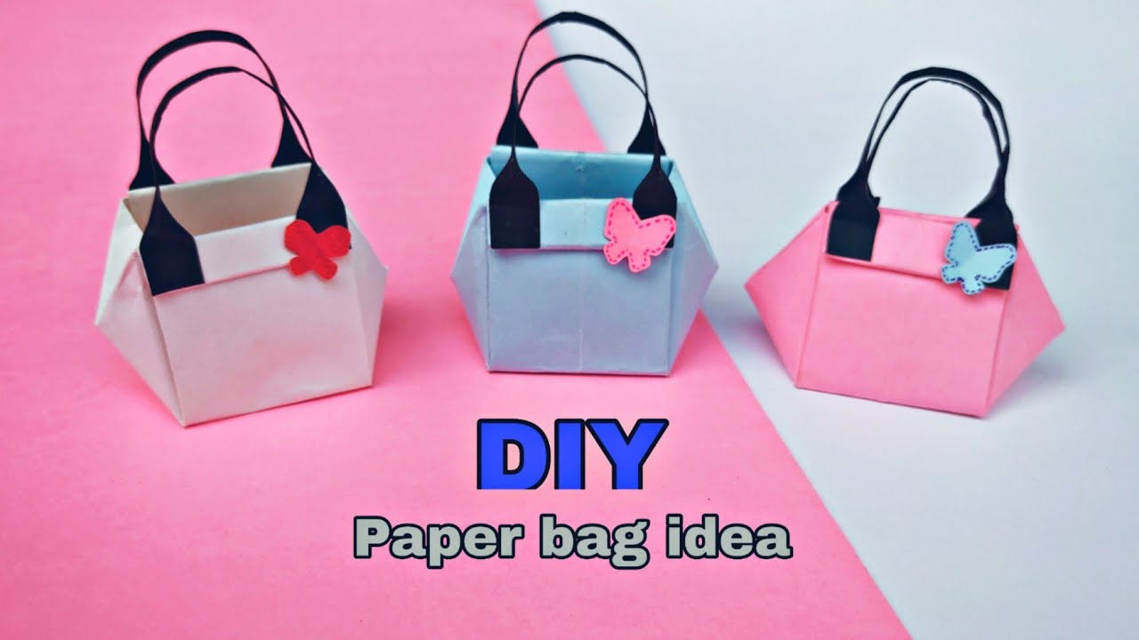 Origami paper handbag / How to make paper handbag, - YouTube