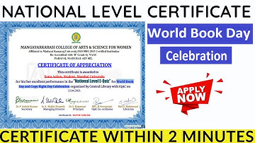 Central Library-National Level E-Quiz | Free Quiz Certificate Within 1 Minutes | Free Certificate