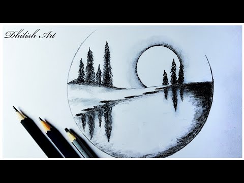 Beautiful landscape scenery drawing with pencil // Pencil drawing nature //  - YouTube
