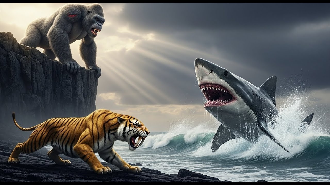 King Kong vs Megalodon And Smilodon: Unbelievable Combat