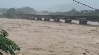 Many China dam discharge now River overflow in Fujian due typhoon Haikui