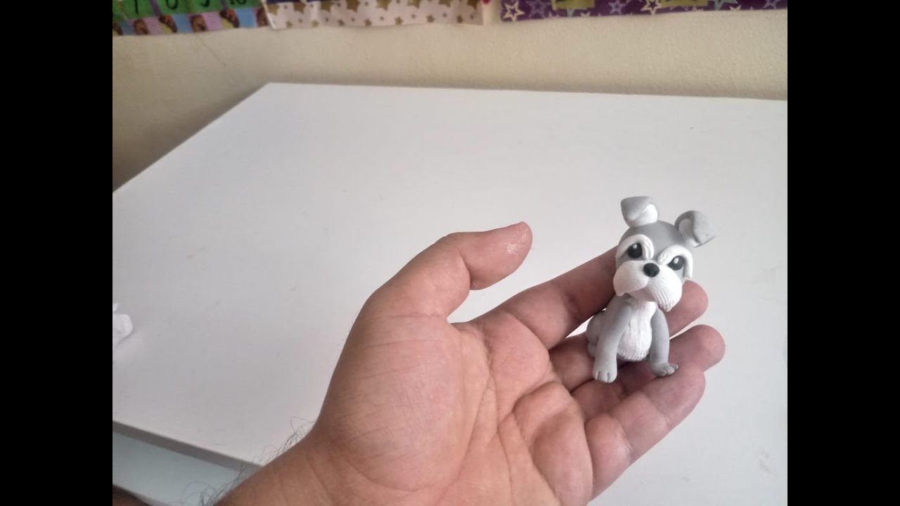 SCHNAUZER en porcelana fria - clay - foamy moldeable- HANDMADE