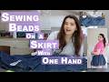 Sewing Beads on a skirt  with one hand for the Taylor Swift The Eras Tour