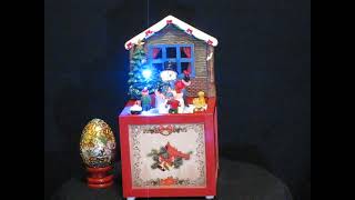 Vintage Battery Operate Illuminated Xmas Scenario Music Box Series