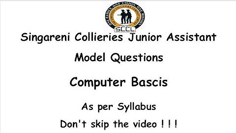 #sccl #sccljobs #vidyatv Singareni Collieries Junior Assistant Model Questions : Computer Bascis