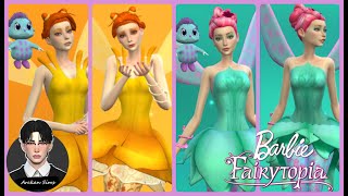 BARBIE FAIRYTOPIA OUTFITS Part 2 (Dandelion &amp; Dahlia) // Create a Sim // Barbie in The Sims 4