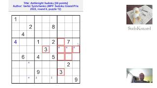 [Eng] Antiknight Sudoku, by Serhii Tyshchenko (WPF Sudoku Grand Prix 2023, round 6, puzzle 12)