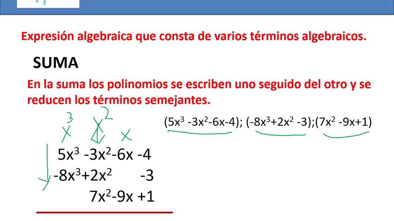 SUMA DE POLINOMIOS (3 4) YouTube