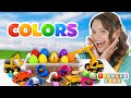 Toddler Learning - Learn Colors &amp; Learn to Talk | Trucks &amp; Surprise Eggs with Silly Miss Lily