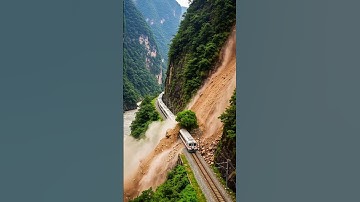Landslide Covers Railway Tracks Near the Crossing Area