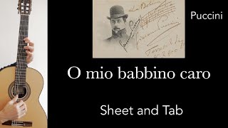 O mio babbino caro (G. Puccini) Arrangement for guitar, tutorial with sheet and Tab