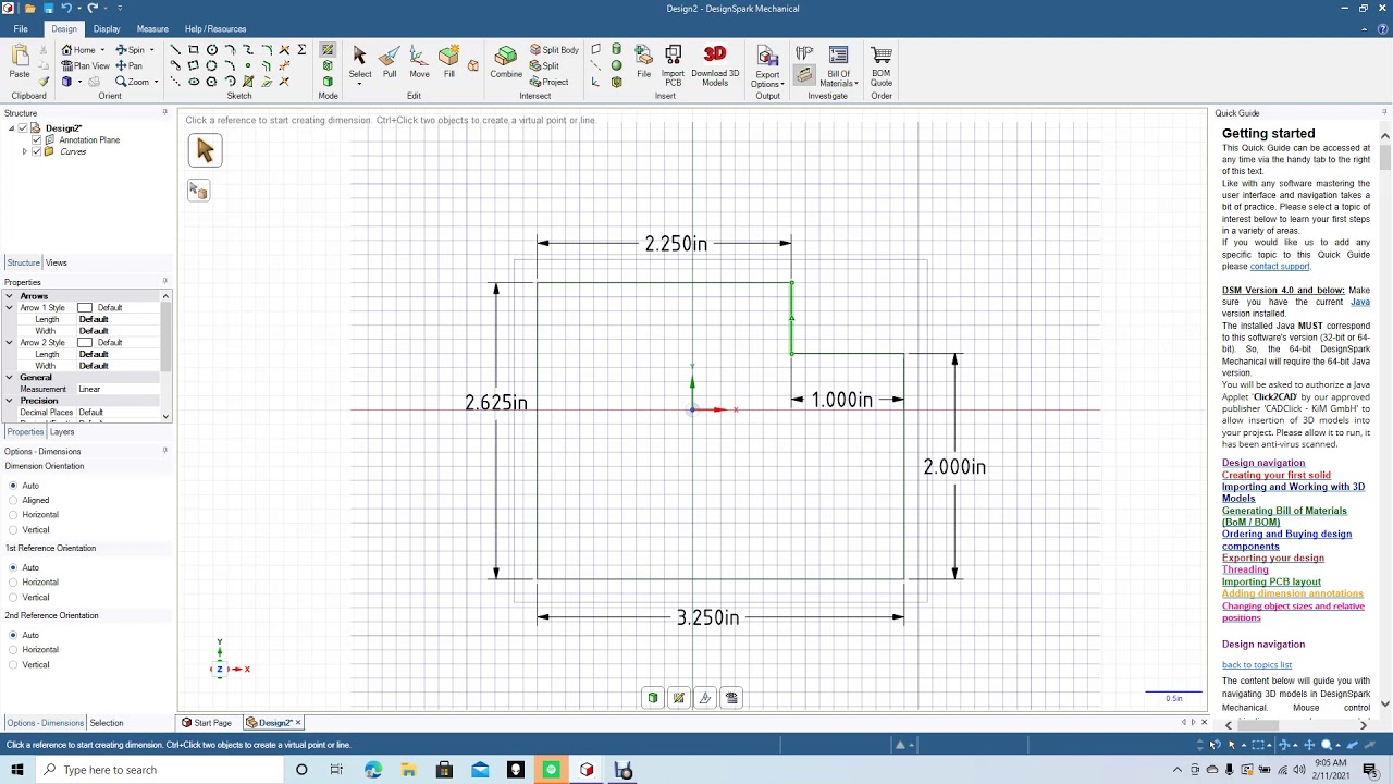 How to add basic dimensions in (DSM) design spark mechanical. - YouTube