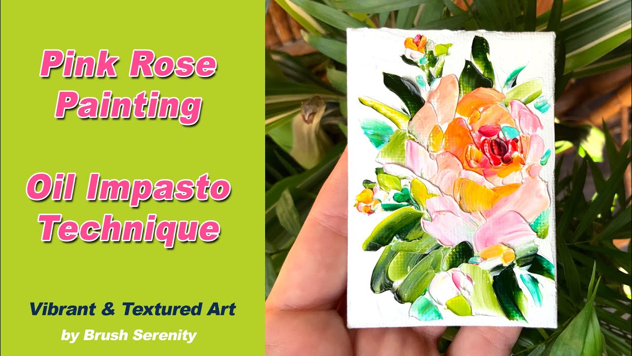 Pink Rose Painting Impasto Technique Palette Knife Art Oil Painting ...