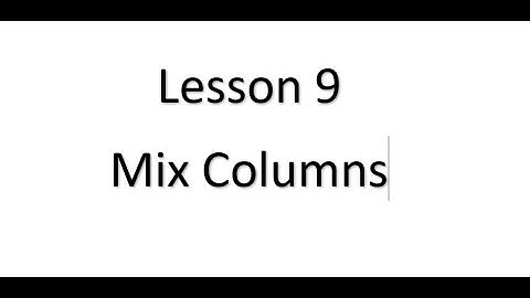 Lesson9 - Mix Columns